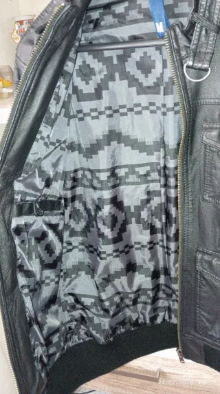 Cazadora cuero hombre negra talla M-L