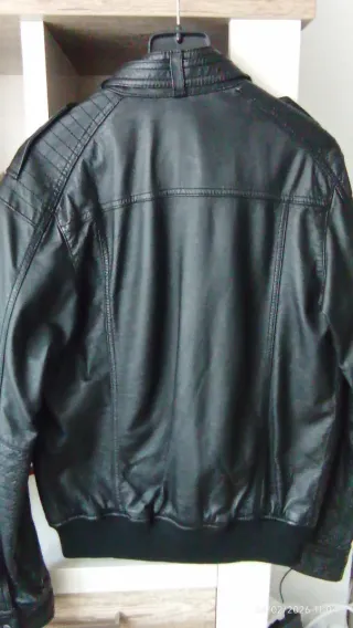 Cazadora cuero hombre negra talla M-L