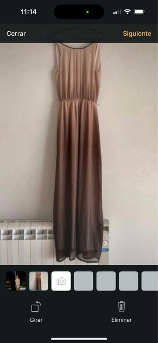 Vestido largo fiesta Tintoreto beige/dorado