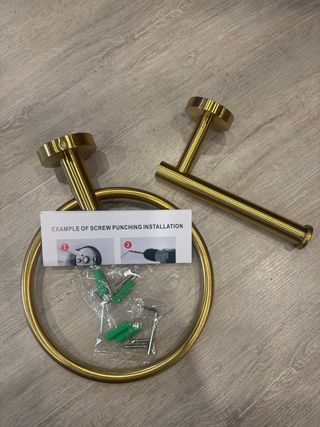 Porta Rolo + Porta Toalheiro Dourado