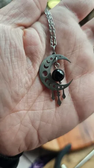 Collana Luna Nera e Tormalina Argento