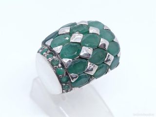 Anillo Plata Esmeraldas Talla Oval