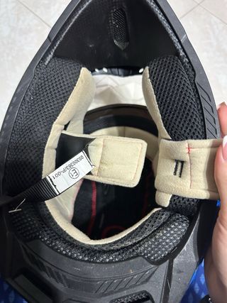 Casco de moto integral blanco y azul