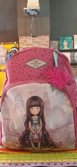 Mochila Gorjuss Santoro Rosa Corazones