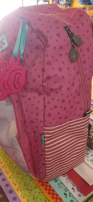 Mochila Gorjuss Santoro Rosa Corazones