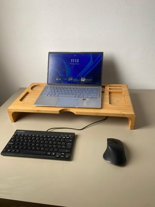 Soporte elevador madera para portátil / monitor