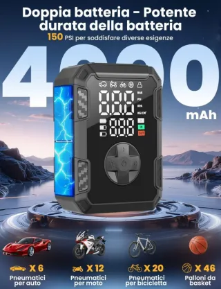 Mini Compressore Aria Portatile Power Bank LCD