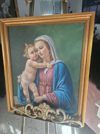 Oleo sobre lienzo Virgen y Niño