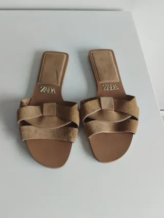 Sandalias Zara Beige Piel Talla 37