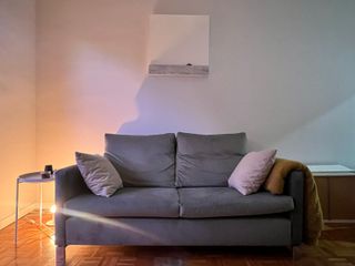 Divano 2 posti verde grigiastro in velluto ANTIMACCHIA