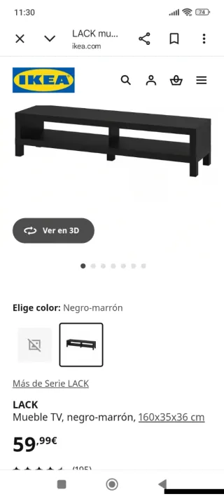 Mesa TV IKEA LACK negro-marrón 160x35x36