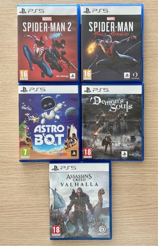 Lote 5 Videojuegos PS5: Astro bot, Spiderman 2...