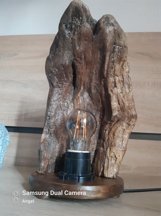 Lámpara Rústica Tronco Madera