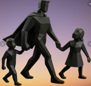 Escultura Pai e Filho Preto