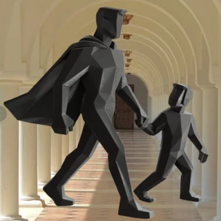 Escultura Pai e Filho Preto