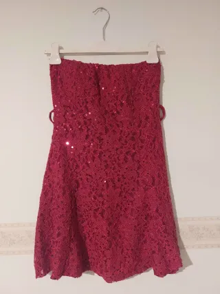 Vestito corto pizzo rosso con paillettes Tg S