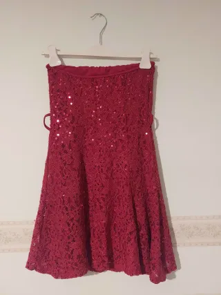 Vestito corto pizzo rosso con paillettes Tg S