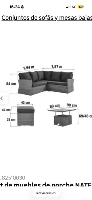 Conjunto sofá y mesa de jardín Leroy Merlin
