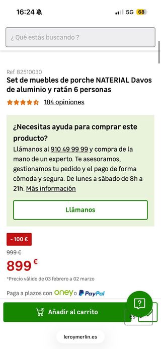 Conjunto sofá y mesa de jardín Leroy Merlin