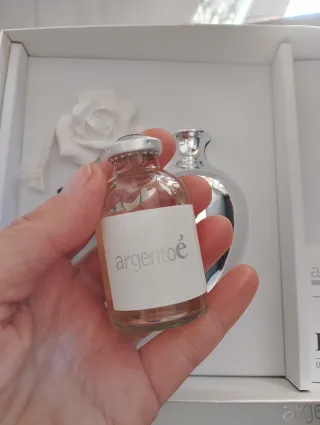 Diffusore Argentoe con rosa in porcellana