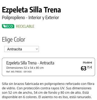 Silla Ezpeleta Trena Polipropileno Gris