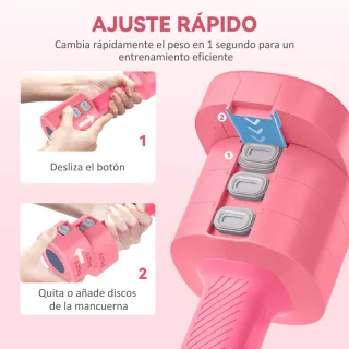 Mancuernas Ajustables 4 en 1 Rosa