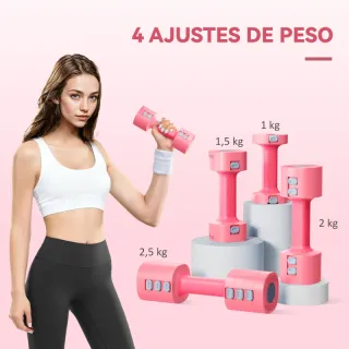 Mancuernas Ajustables 4 en 1 Rosa