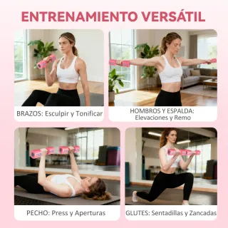 Mancuernas Ajustables 4 en 1 Rosa