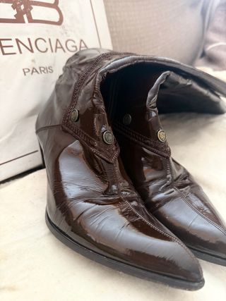 Botas Balenciaga Vintage Talla 37 Marrón Charol