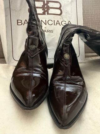 Botas Balenciaga Vintage Talla 37 Marrón Charol
