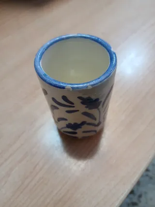 Taza pequeña Talavera azul y blanco