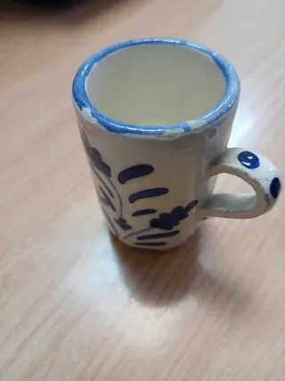 Taza pequeña Talavera azul y blanco