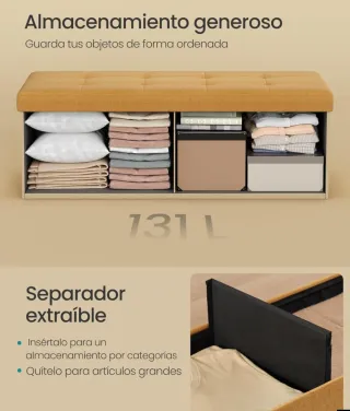 SONGMICS Mazie Colección - Puff Almacenaje, Banco