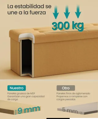 SONGMICS Mazie Colección - Puff Almacenaje, Banco