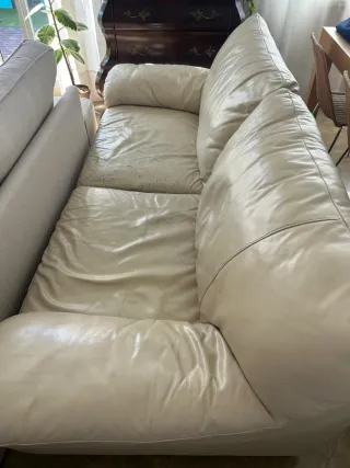 Sofá de Piel Beige 3 Plazas Ikea