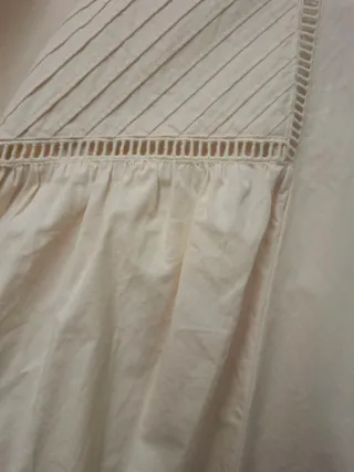 Blusa Zara XXL Beige Algodón Larga Bordada