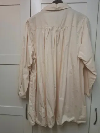 Blusa Zara XXL Beige Algodón Larga Bordada