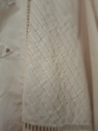 Blusa Zara XXL Beige Algodón Larga Bordada