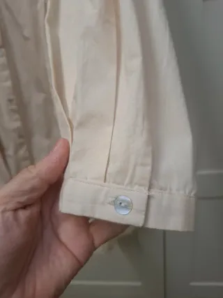 Blusa Zara XXL Beige Algodón Larga Bordada