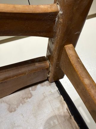 Silla vintage 70s madera y ratán