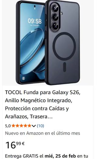Funda TOCOL para Galaxy S26 con Anillo Magnético