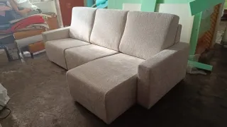 Sofá modular beige 250x140cm asientos extraíble