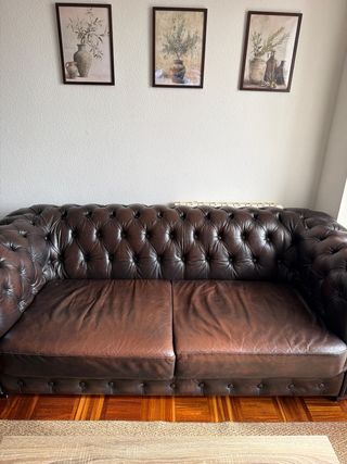 Sofá Chesterfield Piel Marrón 2 Plazas