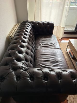 Sofá Chesterfield Piel Marrón 2 Plazas