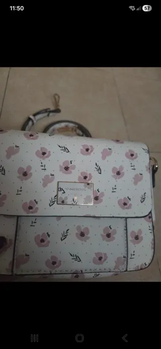 Bolso Parfois blanco y rosa