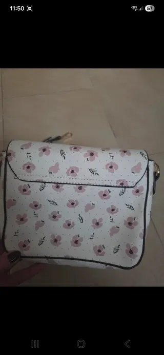 Bolso Parfois blanco y rosa