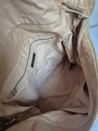 Bolso Piel Bimba y Lola Beige Trenzado