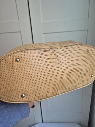 Bolso Piel Bimba y Lola Beige Trenzado