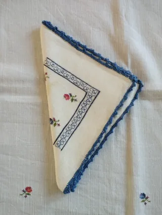 Mantel y 6 servilletas bordados