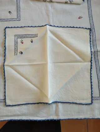 Mantel y 6 servilletas bordados